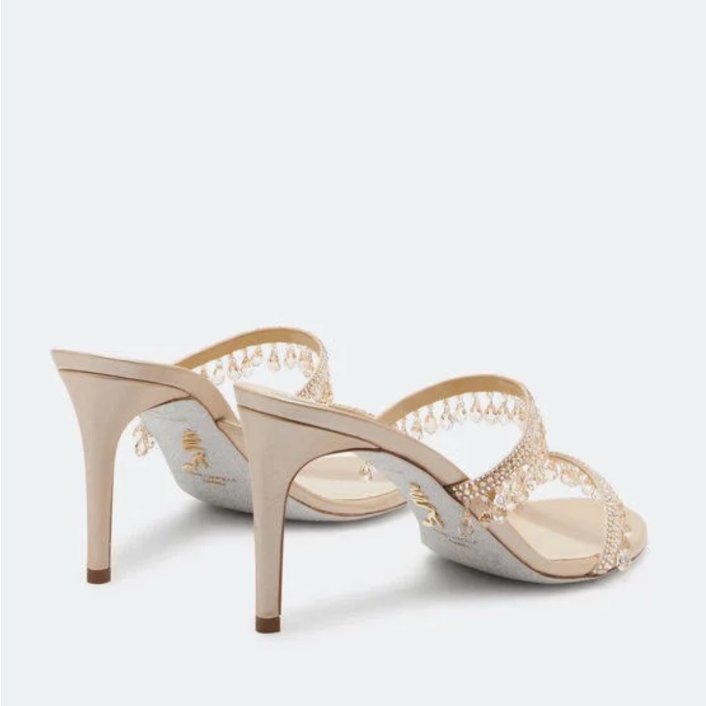NIB Rene Caovilla Beige/Gold Chandelier Heels - Picture 6 of 12